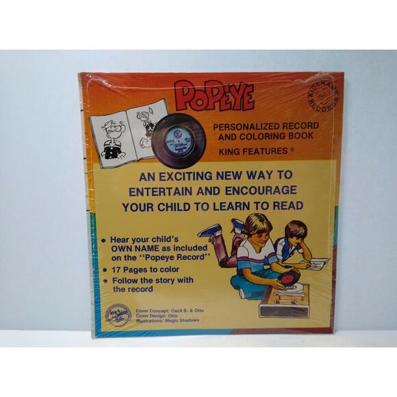 Popeye In Wimpy's Sunken Treasure Sealed 7" Vinyl Record 17 Page Book Adam - Picture 4 of 4